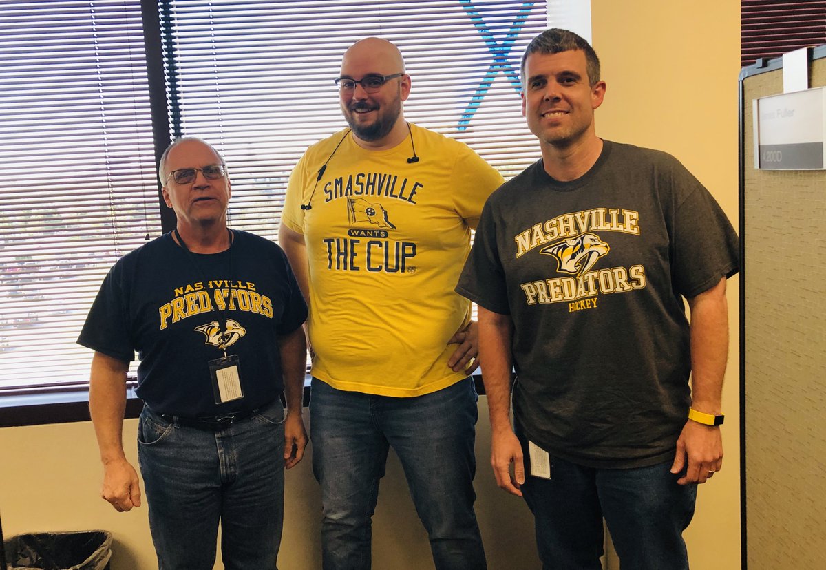 TennCare's tweet photo. Check out how #TennCare staff showed their support for our hometown #hockey heroes on #PredsPrideDay! Keep your eyes on that NHL prize Nashville Predators and know that we're rooting for you! #smashville #preds #stanleycup https://t.co/uStR33qWVC