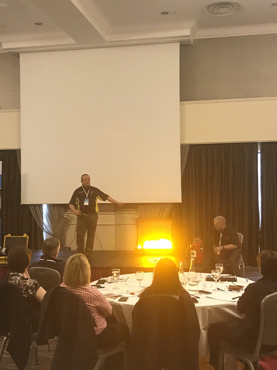 WArmstrong83's tweet photo. Afternoon session commencing at the ICE H&amp;S Annual Conference starting with Kevin Howlette presenting on Fire Safety Training - using Digital Fire Equipment. @ICE_NIreland @EmergencyFire https://t.co/j7DCskGByG