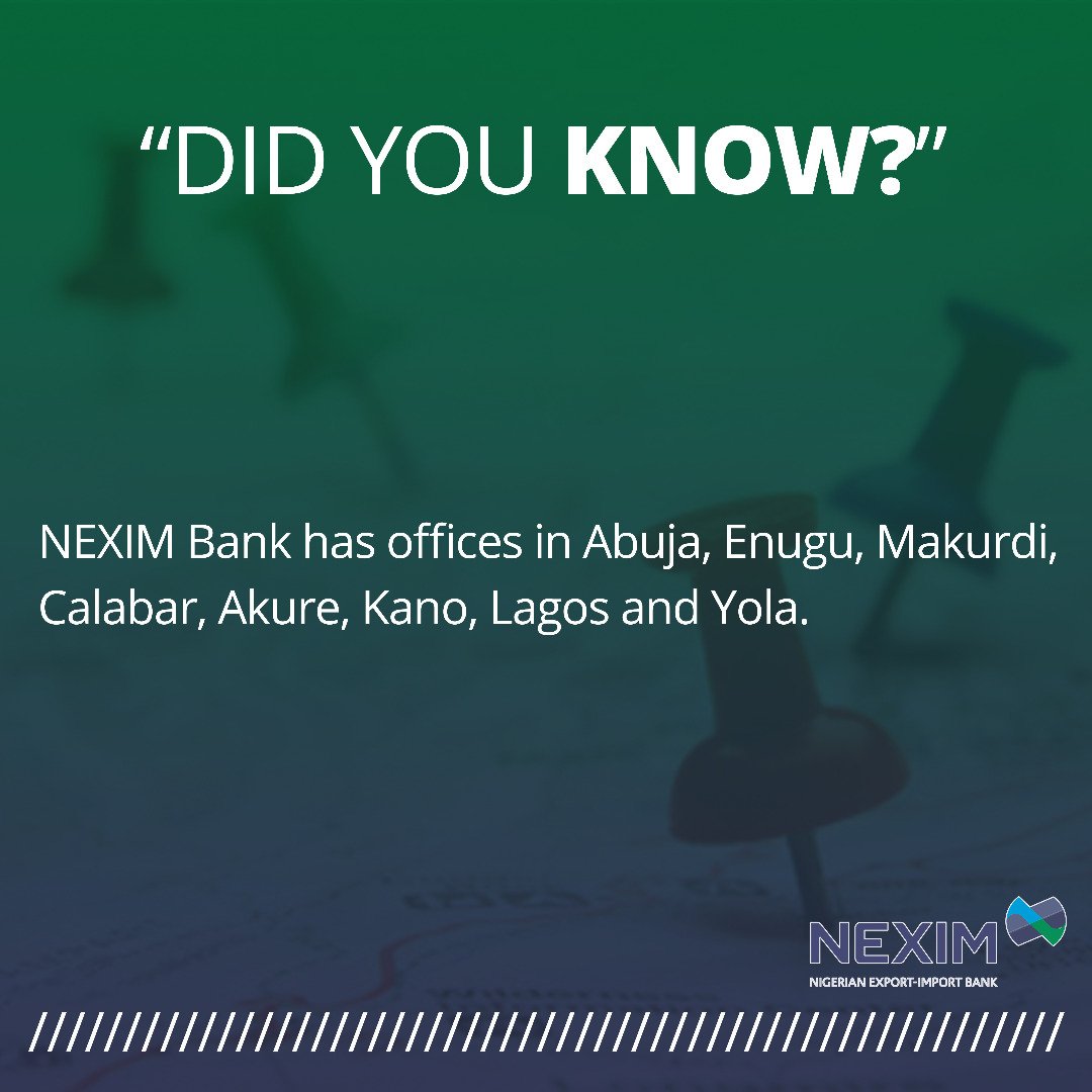 NeximBank's tweet photo. #NEXIM #PAVE #Produce #Addvalue #Export #Exportcreditinsurance #NIGERIA #Nonoilexport #Neximataglance #thursdaythoughts https://t.co/g9PaRNwCd1