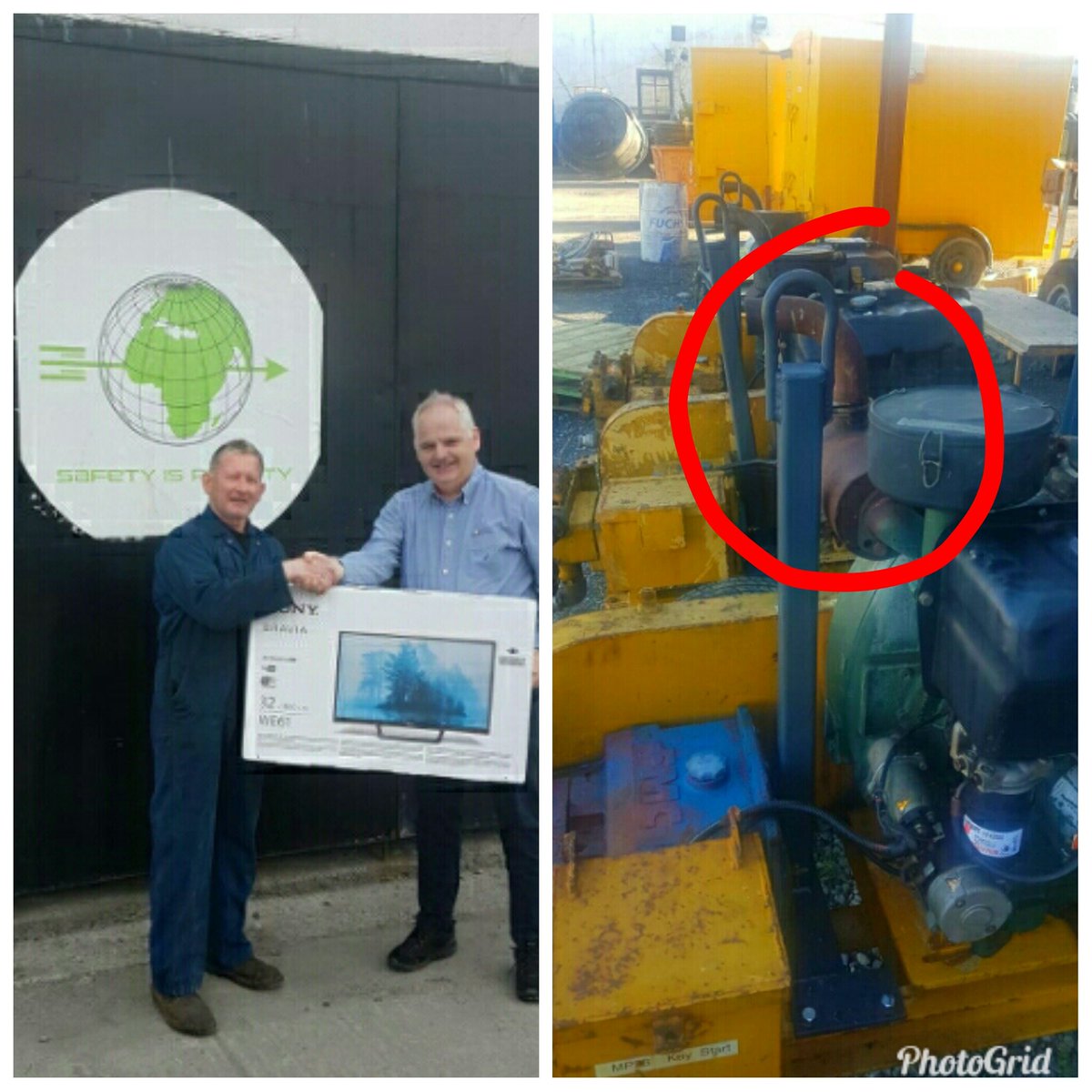 Sean Conroy who is the Good Catch/Idea award recipient for March 2019. Sean pictured with Director Michael McCarthy. Sean showed #innovative #creative thinking by designing and fabricating the lifting mechanism for the supply pumps to allow them to be lifted evenly and #safety