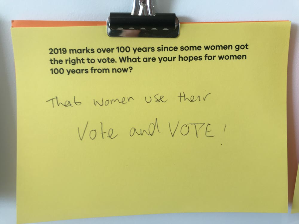 2019 marks over 100 years since some women got the right to vote. What are your hopes for women 100 years from now?

Visit the Pavilion to add to our responses board or tell with a reply.

#ActsOfResistance #STILLIRISE #Bexhill #DLWP #PeopleOfThePavilion
