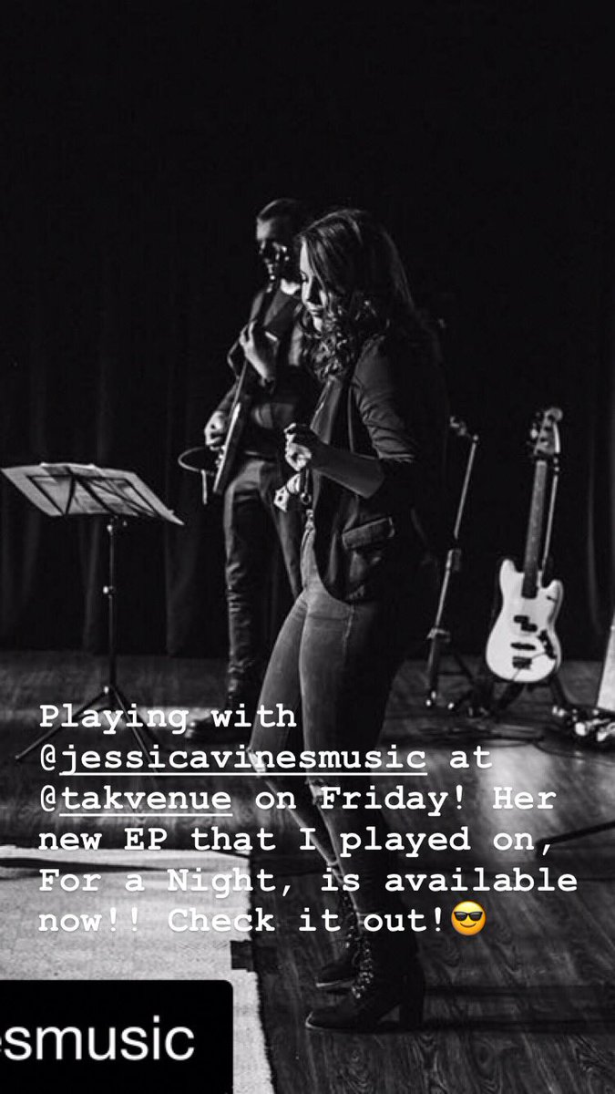 matttinjummusic's tweet photo. This Friday (TOMORROW) I’ll be subbing in with Jessica Vines at the TAK Music Venue!! #jessicavines  #foranight #bitzeragency #takmusicvenue @takvenue #groovin @bitzeragency #livemusic #localmusic #singersongwriter 

For a Night - EP by Jessica Vines https://t.co/EQVh9Q9S0S https://t.co/zr1wX8f5i2