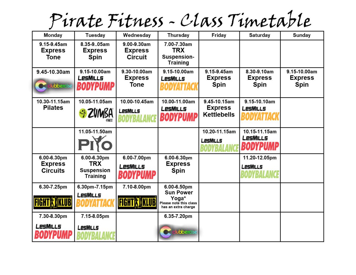 New class timetable starts this Saturday!