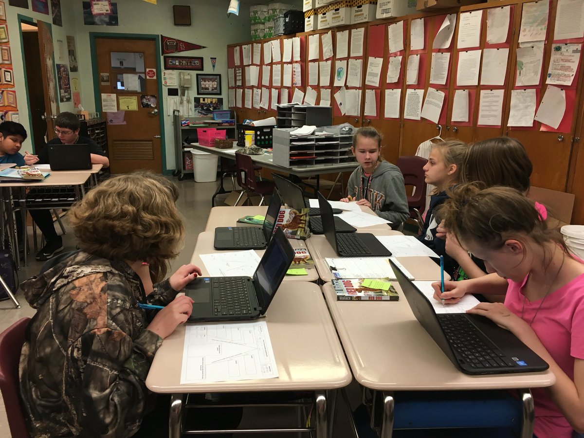 D32MsRichardson's tweet photo. Students collaborating to do a plot diagram on a short fiction reading before independent work on one for Red Dog. #pcmsd32 #guidedpractice #engagement https://t.co/9LkTvXCQHr