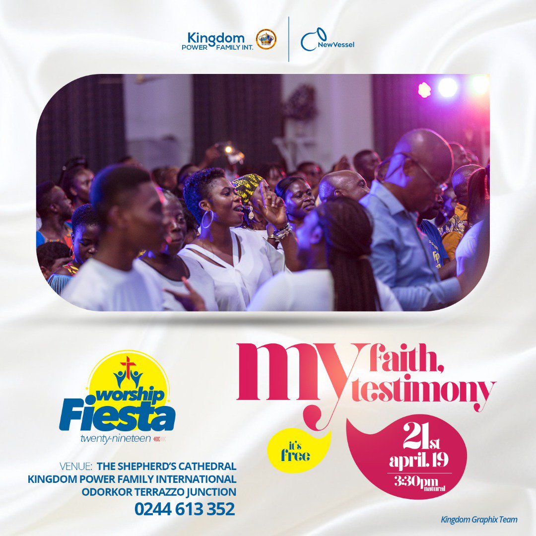 HopeGrounds's tweet photo. Join us @KPFINT at the shepherd cathedral Odorkor terrazzo road, for WORSHIP FIESTA on 21 April 2019. Come with your faith for a testimony. https://t.co/d4bjR3c64b