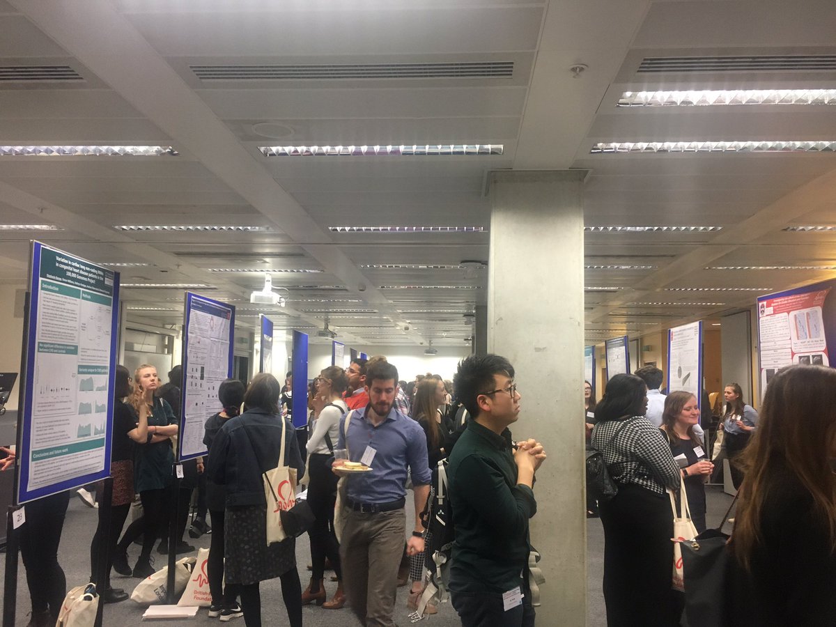 BHFCoREImperial's tweet photo. Successful first poster session at the #BHFStudentConferenceImperial2019 @ImperialNHLI https://t.co/6MotugObts