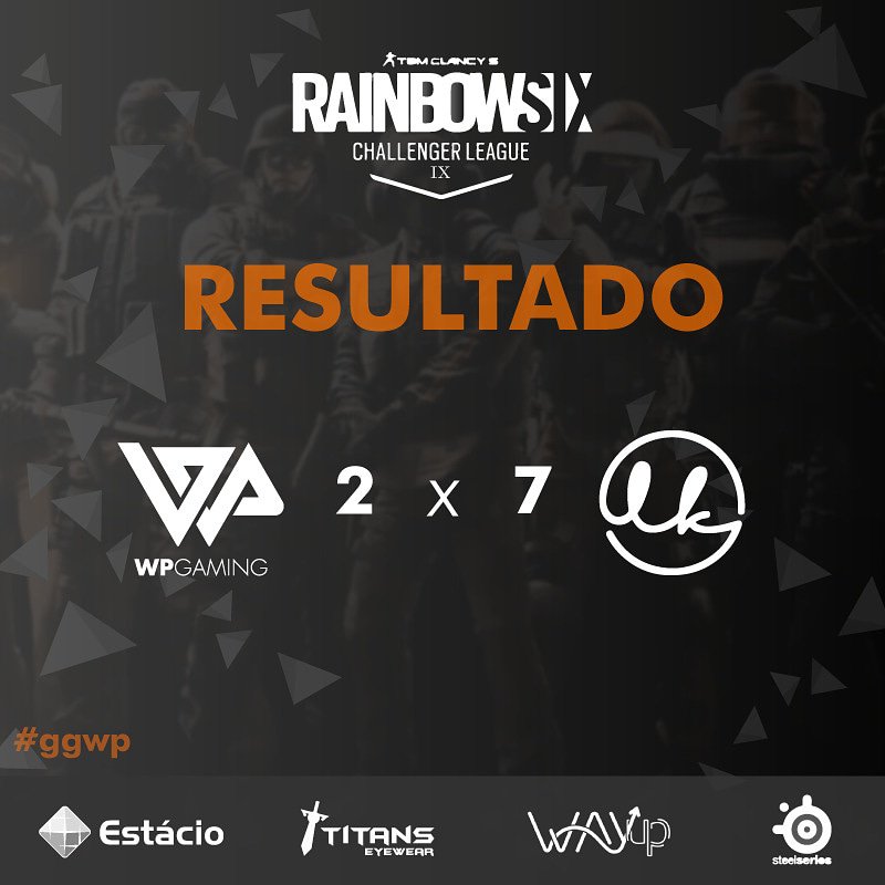 wpgamingoficial's tweet photo. [RAINBOW 6]
Perdemos da LowKey por 7 a 2.
Nossa luta continua no próximo sábado, contra a SEMORG e logo depois contra a Guidance, à partir das 19h.

#GGWP #rainbowsix #rainbowsixsiege #rainbow6 #r6 #dicas #rumoaodiamante #gowp #wpgaming #rainbowsixbrasil #rainbowsixbr https://t.co/knydBlxHTu