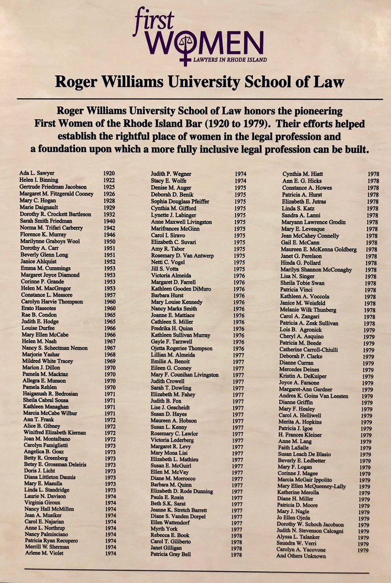 MichaelYelnosky's tweet photo. Tonight @RWULaw we will dedicate this plaque honoring The First Women of the Rhode Island Bar.  4:00 in Bristol. https://t.co/s3FzLTIdnf