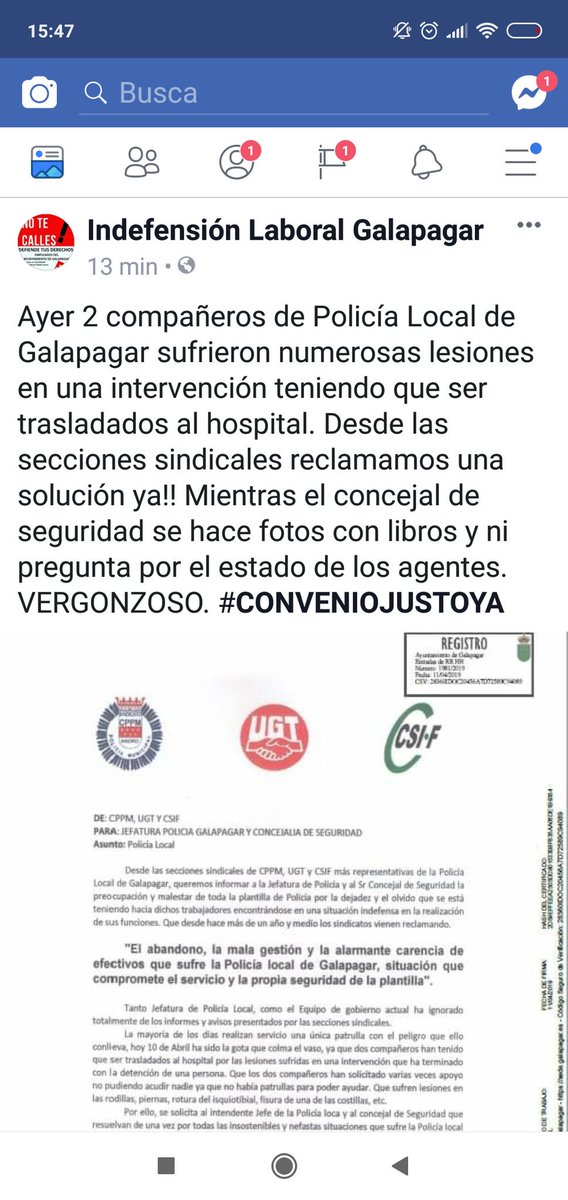 CeliaMartell's tweet photo. Ayer dos policías locales de Galapagar sufrieron lesiones en el ejercicio de sus funciones...  Desde aquí les deseo una pronto recuperación y mucho ánimo.  Esperemos que la próxima corporación se tome en serio el tema de Seguridad y la falta de personal con un #conveniojustoya https://t.co/pm4AN6kM3v
