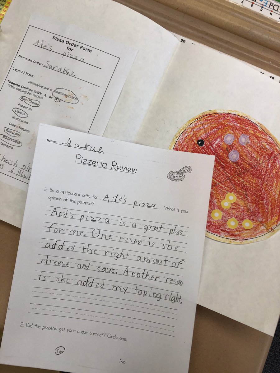 MrsJahoda's tweet image. Cooking up some pizza in Room 45! Combining fractions, opinions, and advertisements! Yum! Practicing some real world skills by taking a friend’s order! Pizza chefs become pizza critics. Did they get your fraction pizza correct?#MWESchool #fractionfun