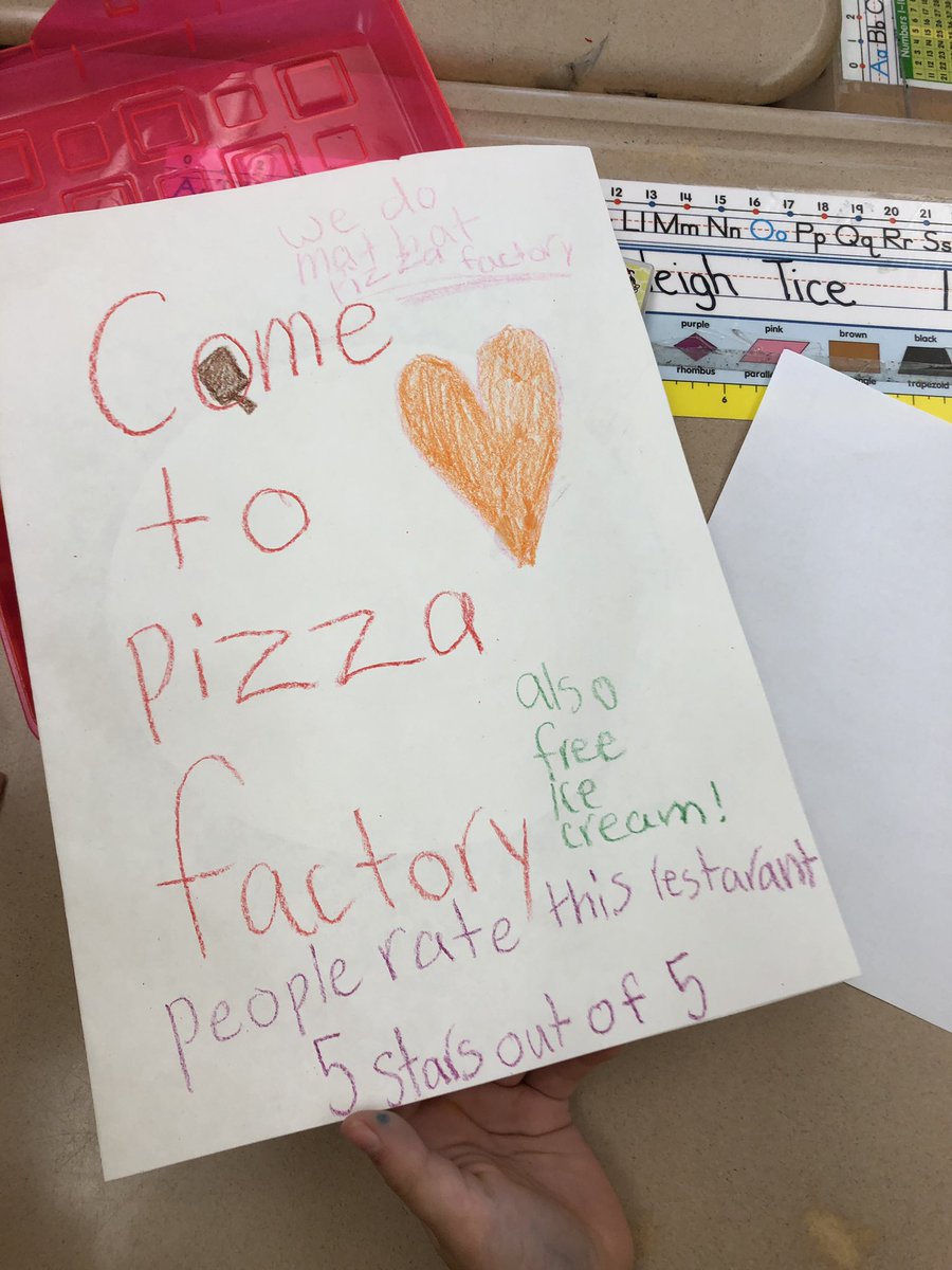MrsJahoda's tweet image. Cooking up some pizza in Room 45! Combining fractions, opinions, and advertisements! Yum! Practicing some real world skills by taking a friend’s order! Pizza chefs become pizza critics. Did they get your fraction pizza correct?#MWESchool #fractionfun