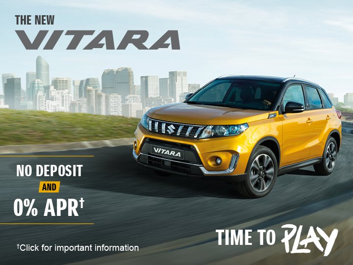 New Suzuki Vitara <a href="/EdgarsCumbria/">J Edgar and Son</a>. No Deposit. 0% Interest. bit.ly/2P6evlc #EdgarsSuzuki