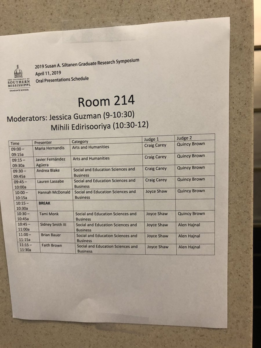 Happening now, please come! #USMGraduatepresentations