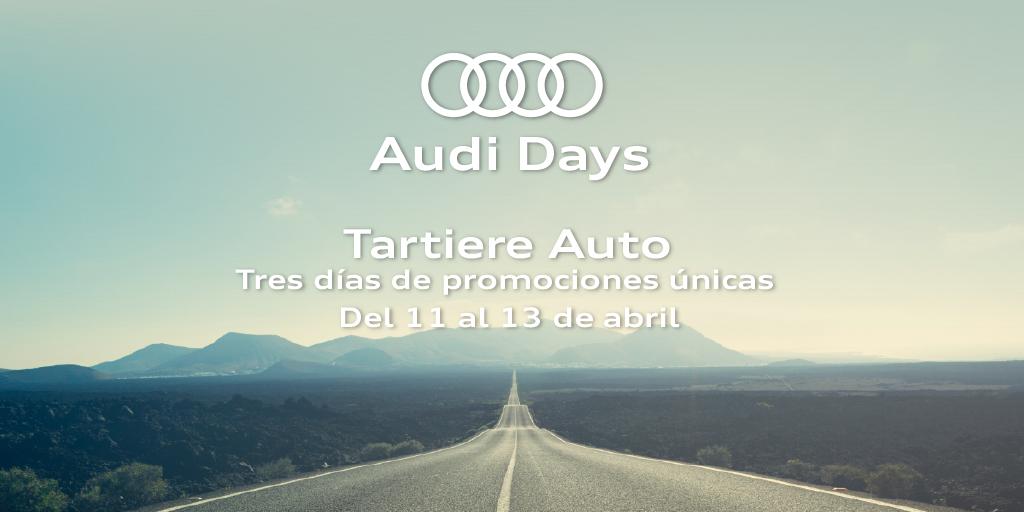 TartiereAuto's tweet photo. Los Audi Days de @TartiereAuto Gijón
¡Ya están en marcha!
Recuerda que estaremos celebrándolos desde hoy y hasta el sábado 13 de abril
#AudiDays #SpecialDays #Promo https://t.co/z5SFAEidJb