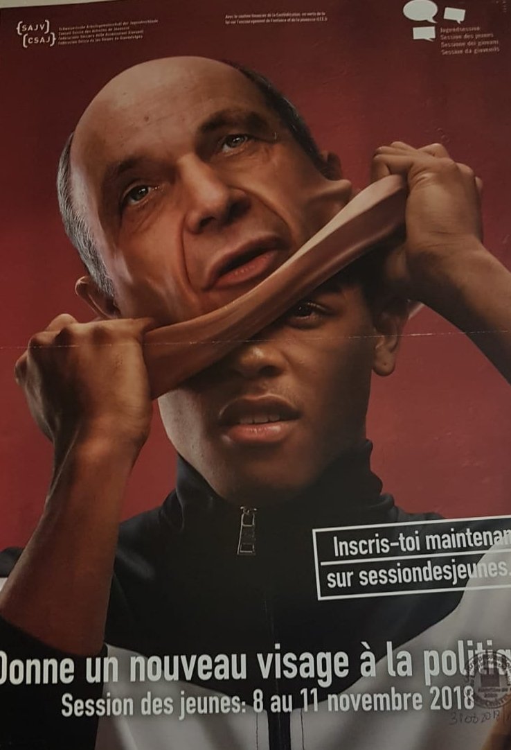 WhiteRa56361544's tweet image. Affiche Suisse, voulant donner un nouveau visage plus mutli culturel  à notre politique, un jeune #NOIR enlevant le visage d'un homme #blanc, voilà donc les futurs dirigeants du pays? J
 #onestdanslamerde
#multiculturalité #GrandRemplacement ?