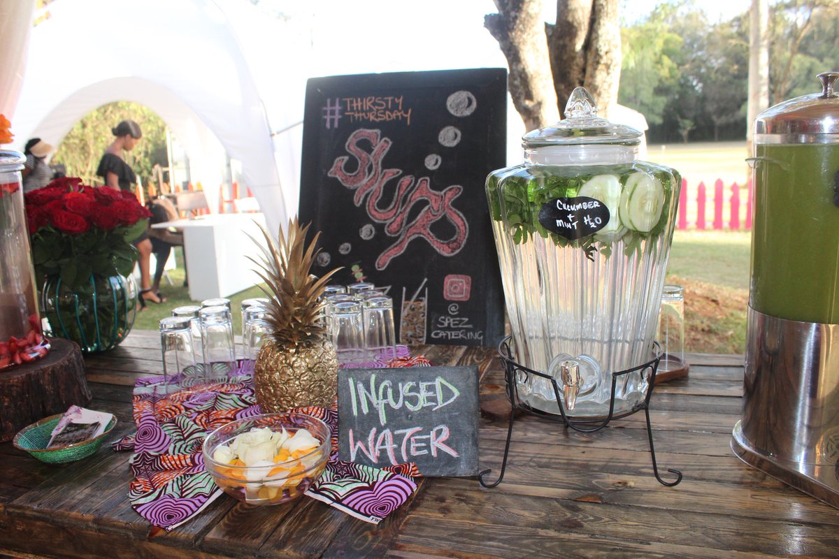 spezcatering's tweet photo. A little throwback to our popular hydration station at the @barclaycardsocial hospitality tent at the Kenya Open in March. ⛳⁣
⁣Containing a range of fresh fruit juices and fruit infused water to quench everyones thirst. 🍹🍊🍍🥒🍉⁣
#drink #drinking #tbt #fresh #thirsty https://t.co/mreZmQXsFg