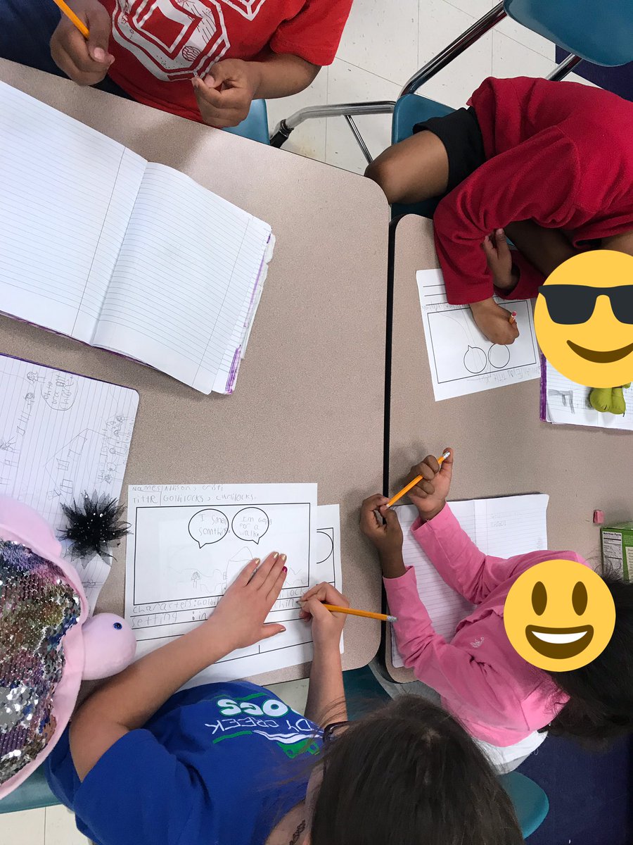 mrsjromanelli's tweet photo. First graders are collaborating to create their own comic strip! After reading several Goldilocks tales from different points of view, students are creating their own scene using the same characters, & writing dialogue. ๐โ๏ธ#firstgradelearners @wcpsselemela https://t.co/elZz0o15Sj