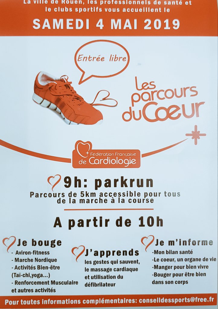 Et pour toute la famille... RDV le 4 mai prochain à @Rouen pour le @parkrunFR spécial #ParcoursduCoeur ❤ !