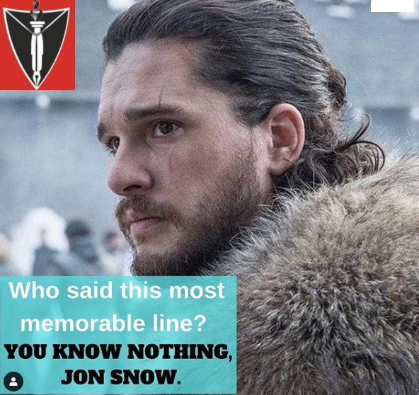 TheNationNews's tweet photo. It's 3 days to the season finale premiere.
Who said this most memorable line :"You know nothing, Jon Snow"?
Retweet and tag #GOT fans
#MayTheBestKingdomWin #ItsGOTTime #ShowTime #WinterIsComing #TheNationNews https://t.co/fxJqFceHUu