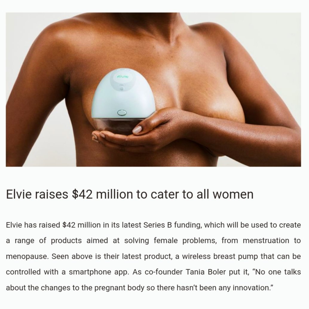 #femaletech is not only revolutionizing how new moms can cope with everyday struggles but smart women from startups like @elvie or @clue are addressing problems from menstruation to menopause - much needed innovation! Via @TOABerlin