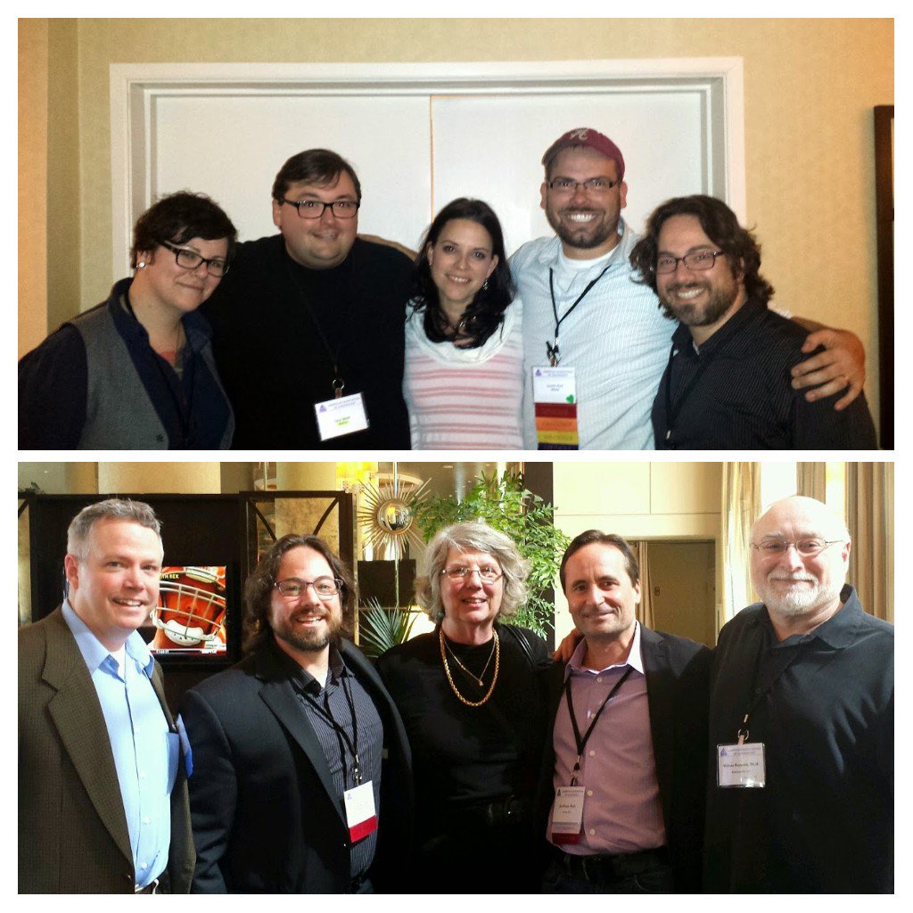 socworkpodcast's tweet photo. Five years ago today at #AAS14. Me with Suicidology's newbies (top) and me with Suicidology's superstars (bottom). Five years later the newbies are running AAS and superstars are still dazzling. Can't wait for #aas19 to meet tomorrow's rockstars. #AAS365 https://t.co/wfViQgC9cF