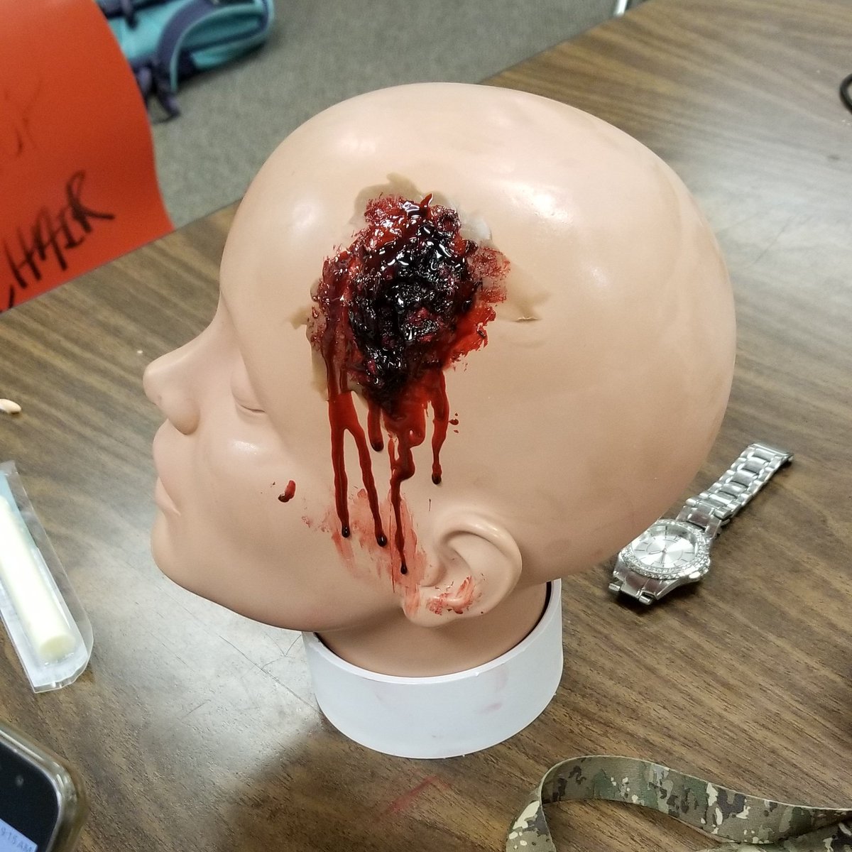 LiberalHSDrama's tweet photo. These @mehronmakeup heads are perfect for practicing sfx makeup in our makeup class! #scary #gross  https://t.co/WLNi3Rfm60 https://t.co/vVJ7oxddql