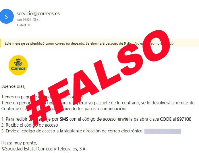Si no esperas ningún paquete de Correos y recibes este mensaje ...