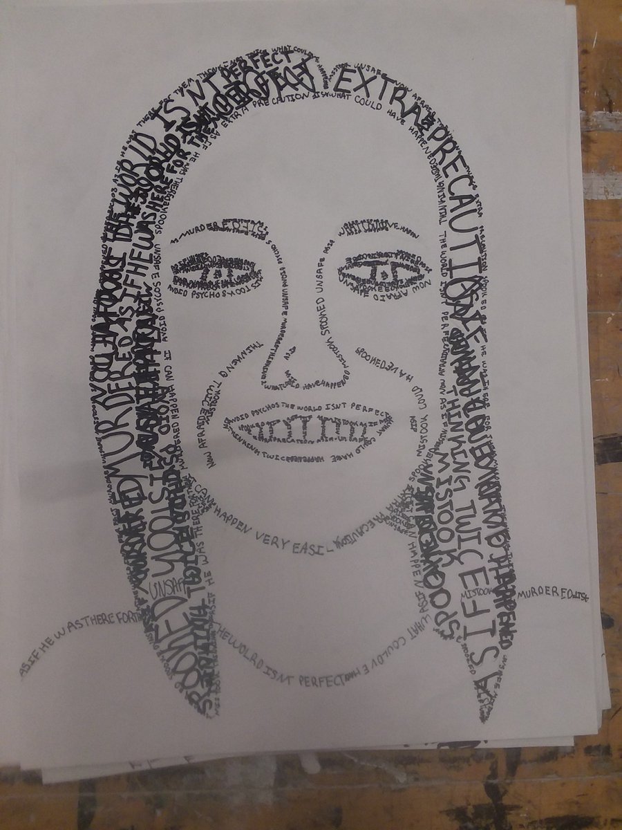 artedwith_coler's tweet photo. My students are doing so good so far!They had to find an article off of the USA today website and create a portrait using only text!And this is an intro class. https://t.co/O3ArspnnoZ