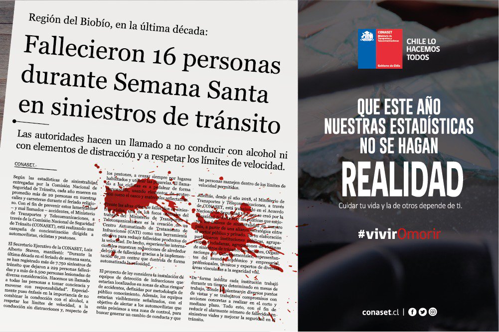 MTTBiobio's tweet image. #vivirOmorir se llama la campaña impulsada por @conaset y @MTTChile En este fin de semana Santo, te invitamos a cuidar tu vida y la de los demás. Seremi Jaime Aravena Selman hace un llamado a todos los #modos de transporte a respetar ley de convivencia vial. #ChileEnMarcha