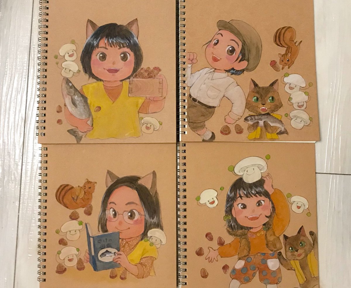 akina_'s tweet photo. 今月は沢山似顔絵を描きました その2
ちびっ子たちへのプレゼント。 https://t.co/HbeWfUlfEC