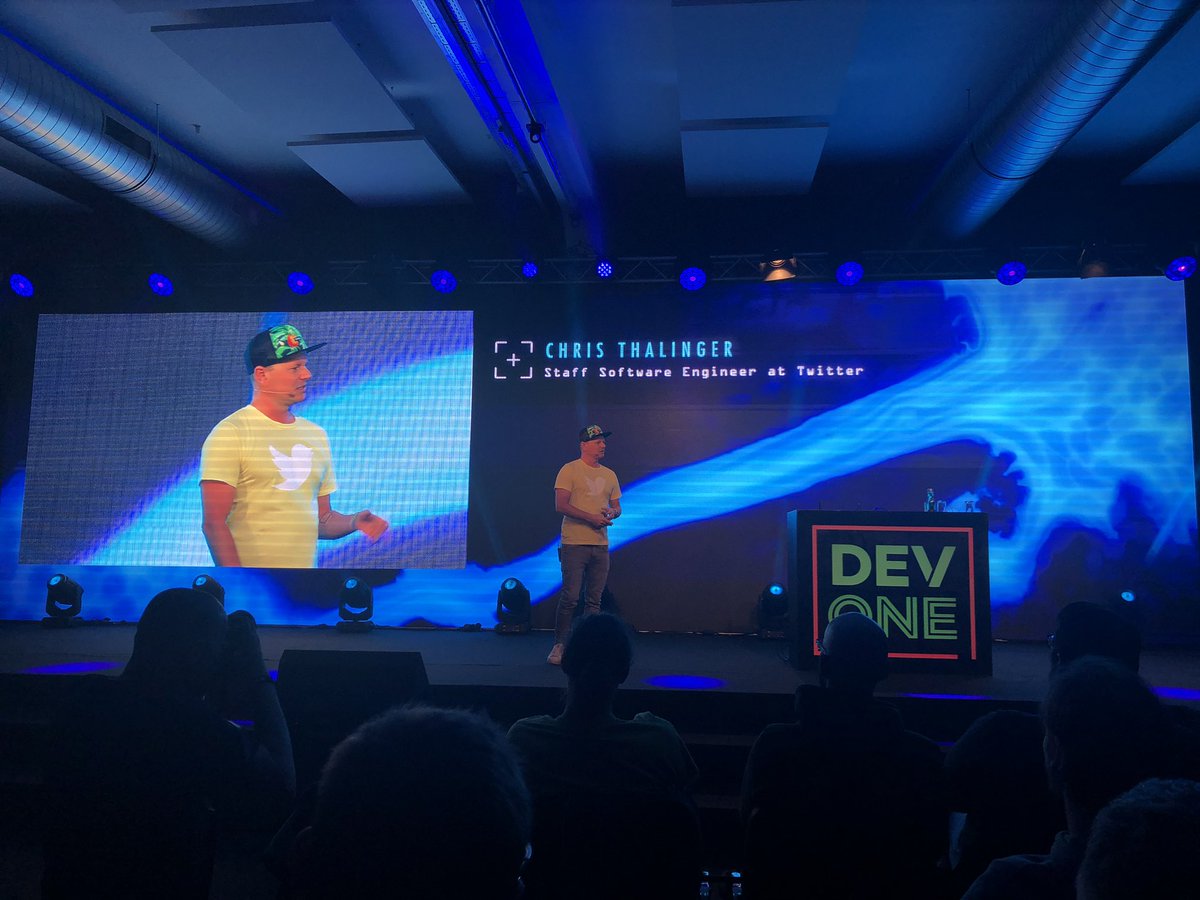 tOMPSON's tweet image. Last talk at #DevOneConf today is done by @christhalinger #twittervmteam