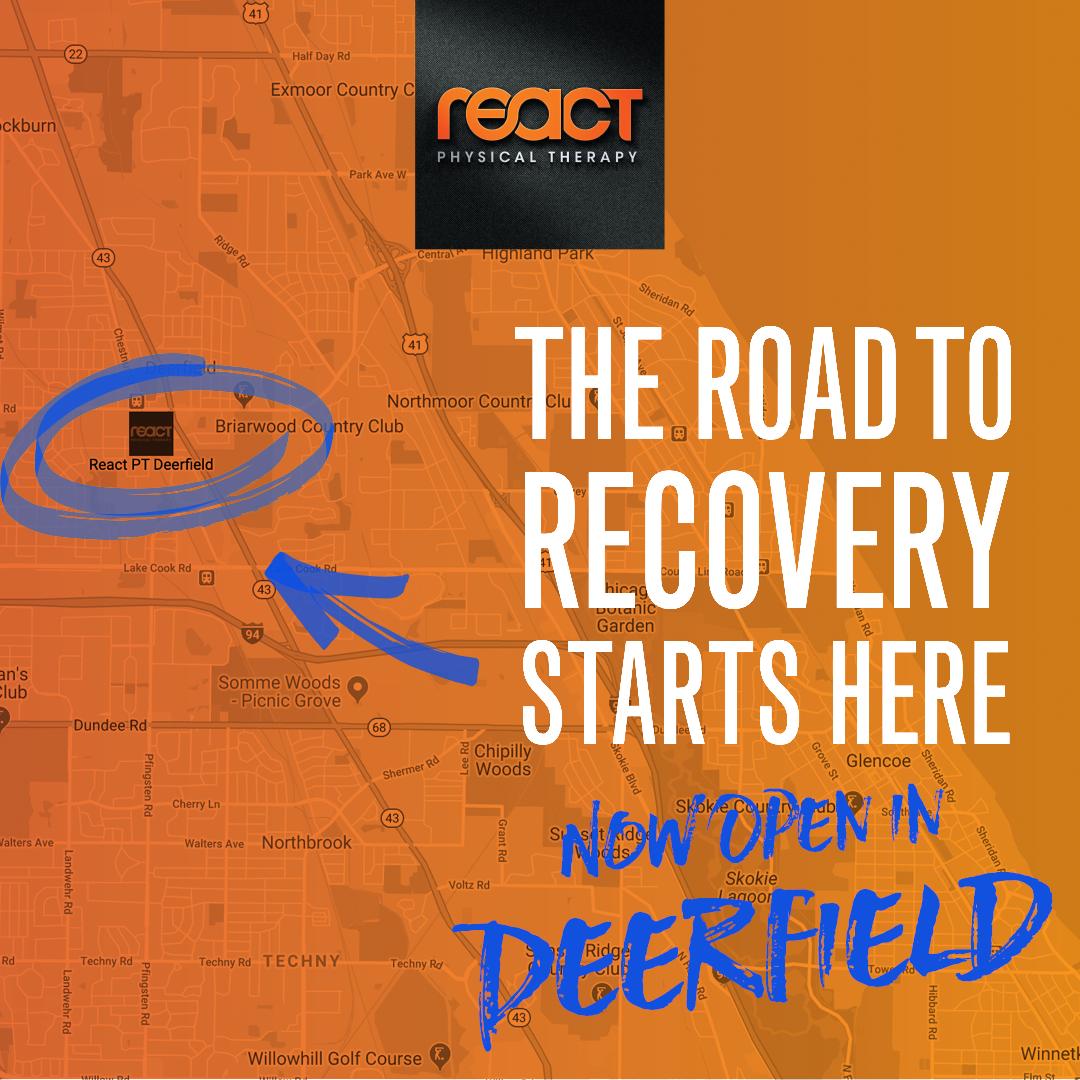 BeReact's tweet image. The road to recovery starts here!

Say "hello" to our newest Chicago area location in The Shops at Deerfield Square. We're west of Waukegan Rd and south Deerfield Rd near @WholeFoods and @BNBuzz and right next to @CorePowerYoga.

Call 312-720-6784 to visit bereact.com/deerfield-phys…
