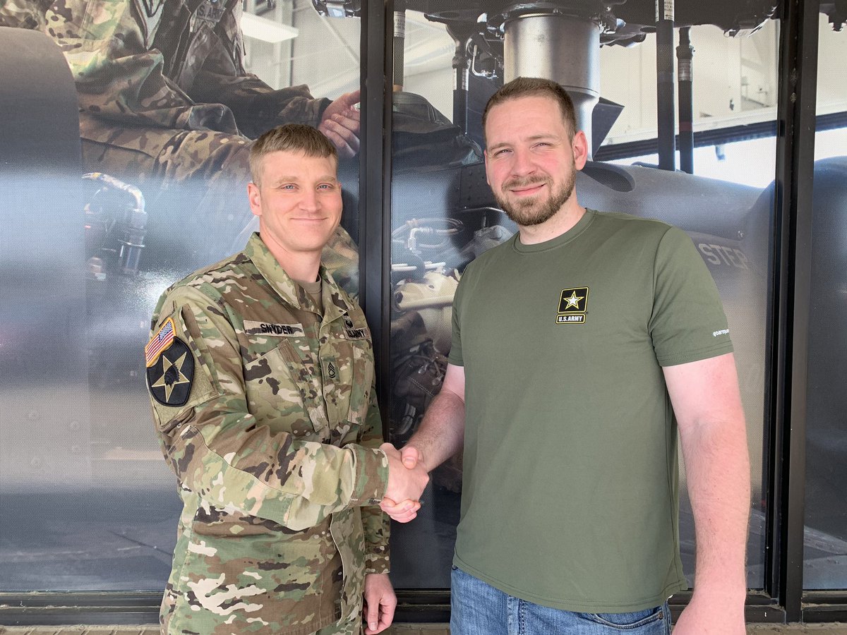 TadSnyder5's tweet photo. I want to congratulate PVT Braden Mcdow on his enlistment into the US Army as 15R AH-64 attack helicopter repair! https://t.co/VRJthFLJz6
