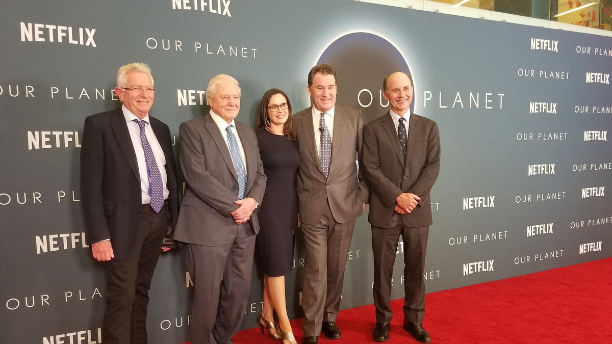 Carter_Roberts's tweet photo. Honored to spend last night with Sir David Attenborough and the teams from Netflix and Silverback Films. The result of this collaboration, @ourplanet, powerfully demonstrates why we must act now to protect the one place we all call home. #ShareOurPlanet https://t.co/yWCBmxv1n0