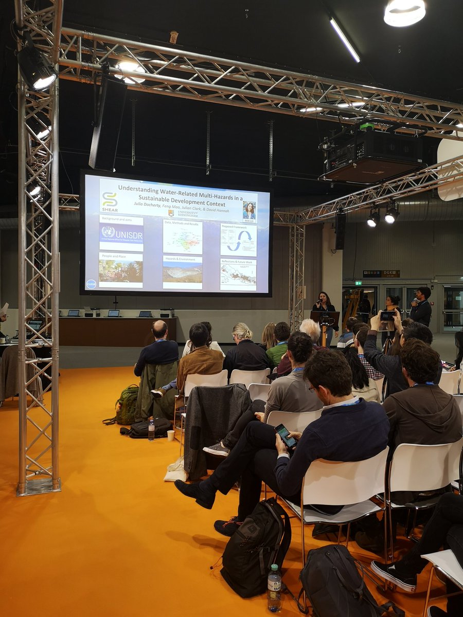 Sam__Leader's tweet photo. Come see @JuliaDocherty discussing water related multihazards in a sustainable development context at pico spot 1.11 #EGU19 @GeogBham @YoungHydrology @EGU_HS @freshwaterflows https://t.co/367r6U0sdH
