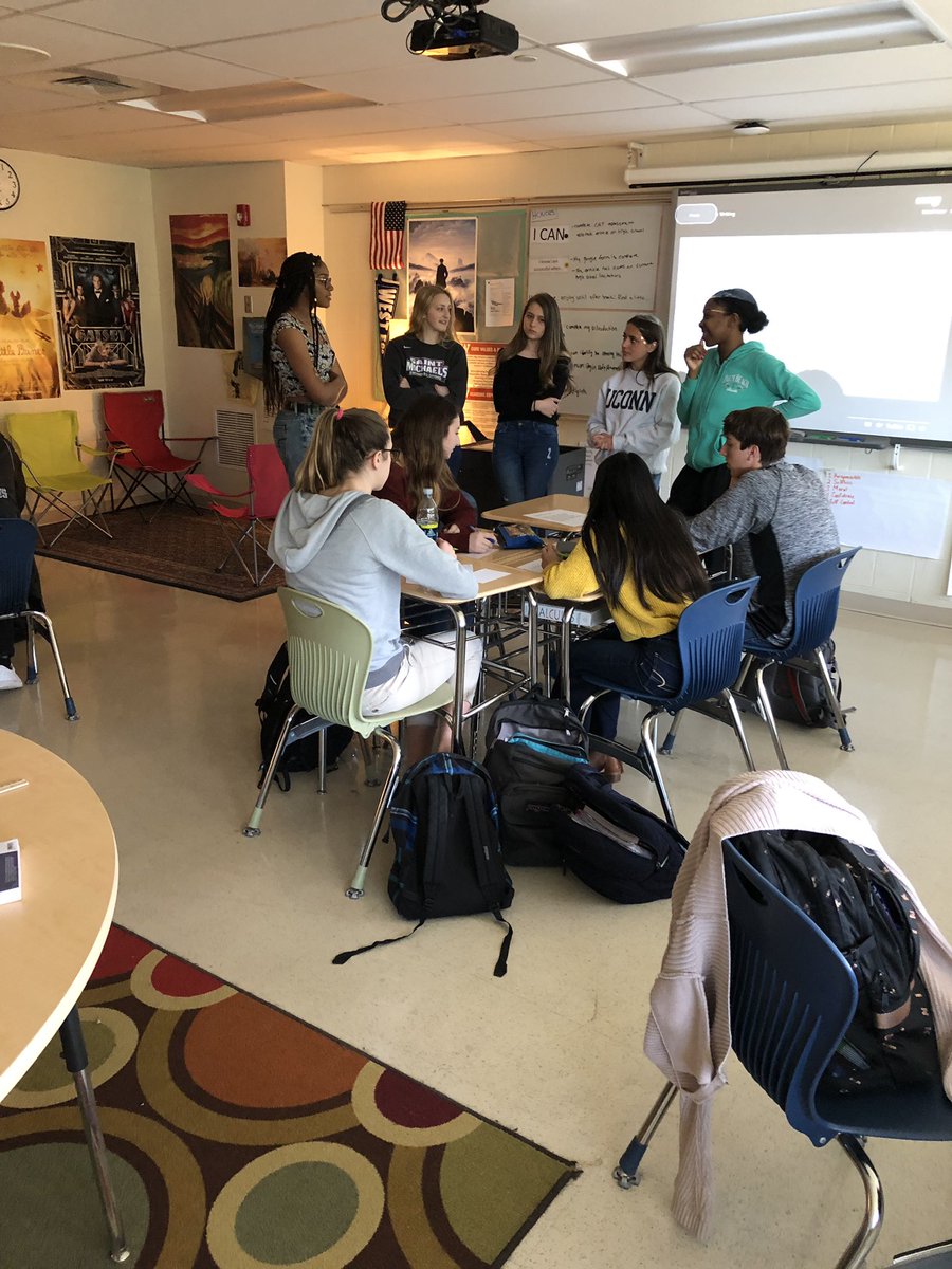 Students collaborating during Mr. Lewis’ English class today #watertownlearns