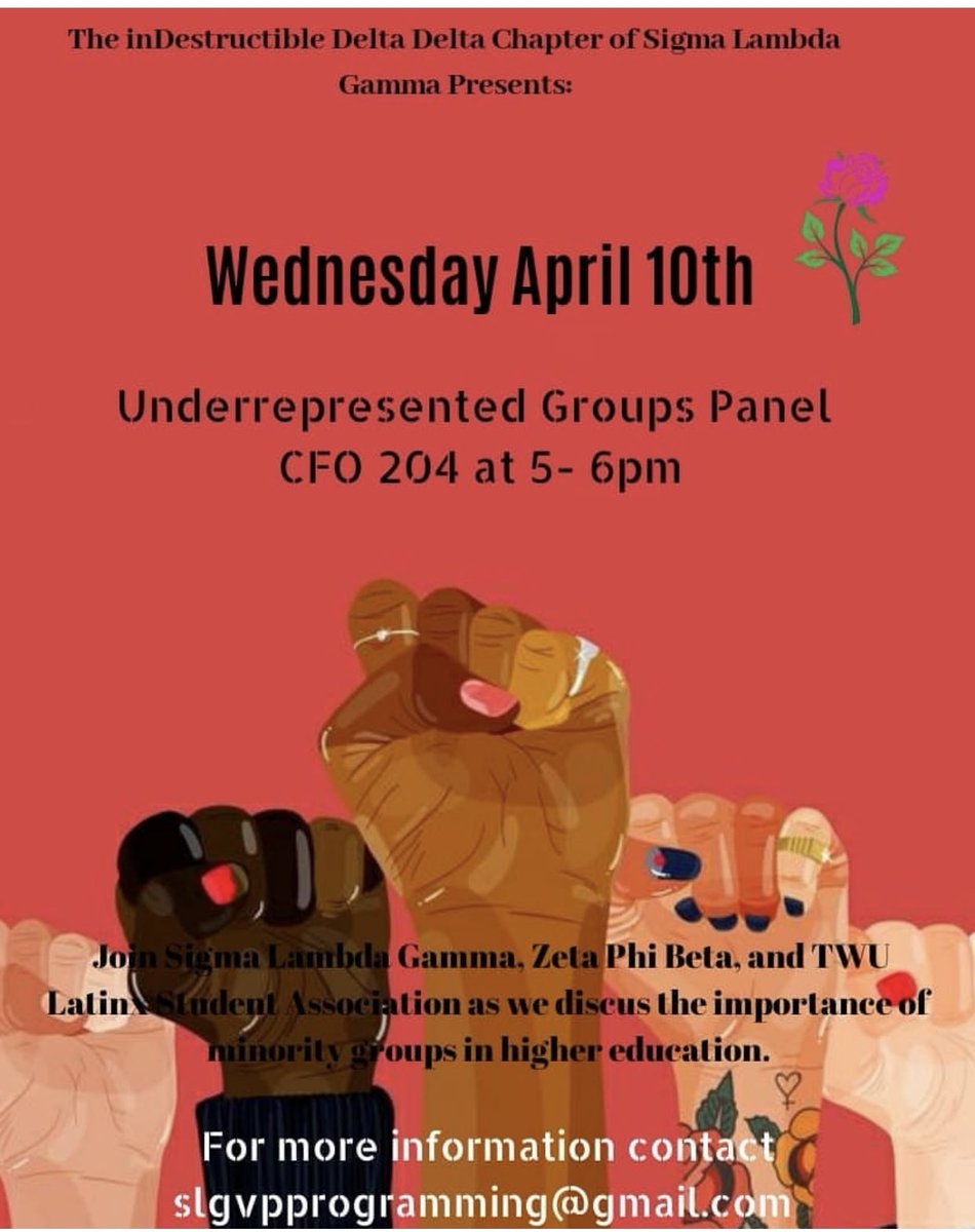 We would like to thank the @twu_gammas for giving us the opportunity to join them and the @phenomenal_zetas in discussing minority groups in higher education at their panel yesterday. We look forward to collaborating with y’all again. 🍭💜💖