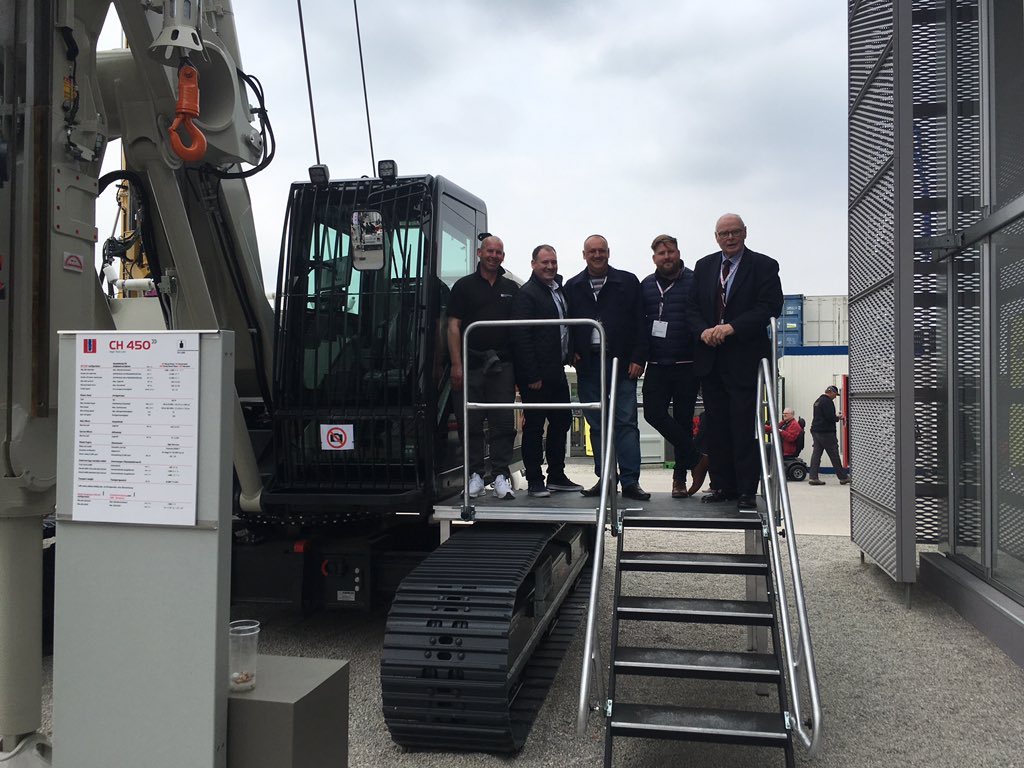 North_Equipment's tweet photo. We were delighted to welcome our comrades from Sheppard Piling onto the Comacchio stand at Bauma today! Pictured here with the CH450! https://t.co/iXgOc9nqu9
