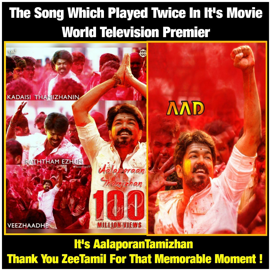 vickyvenkatt's tweet photo. Yes we made it.... Trending lyk a boss 😎
#100MForAalaporaanThamizhan #Mersal #75DForTRENDSETTERVijayBDay #ThalapathyVIJAY https://t.co/qlN7cuPskT