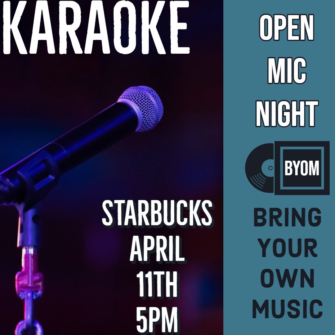 PC_EATS's tweet image. Karaoke/Open Mic Night at Starbucks tonight April 11th at 5pm! Bring your music and do your thang! 🎼 🎤