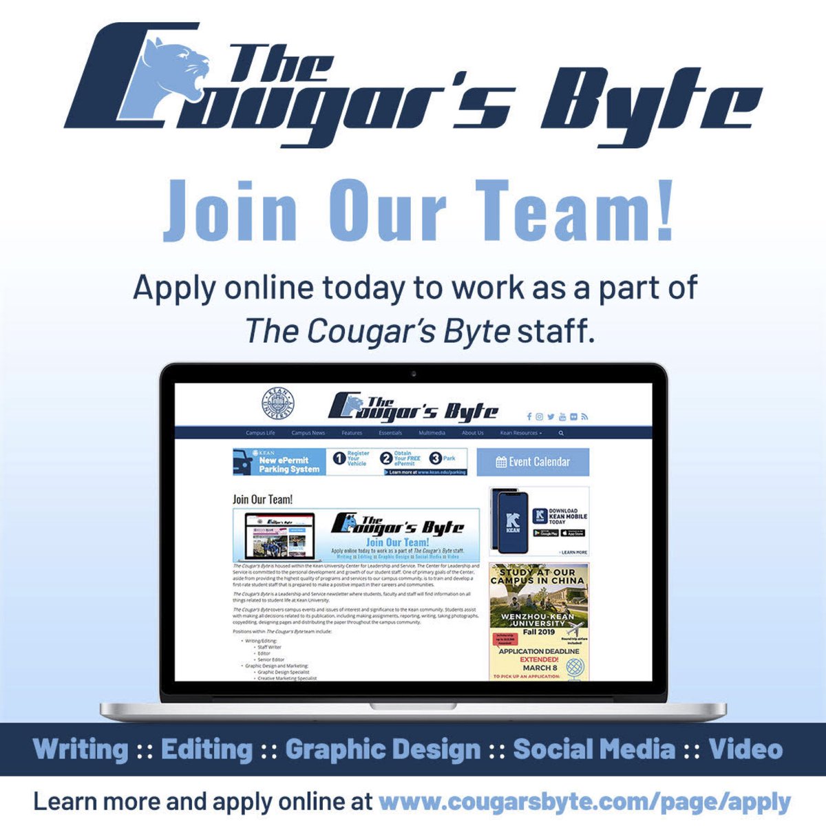 KeanWriting's tweet image. Hey Kean Cougars! Check out this opportunity from the @cougarsbyte!
#keancougars #keanwritingcenter #writingcenter