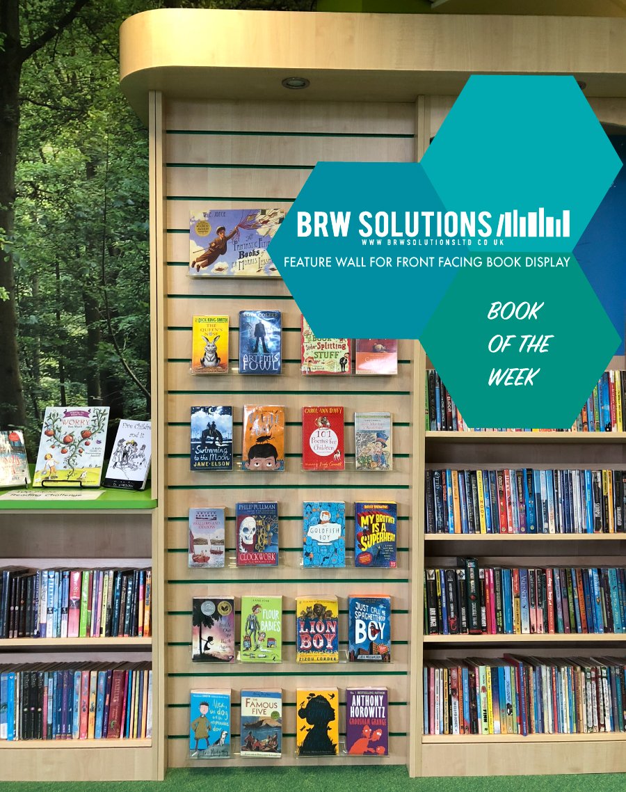 BRWSolutionsLTD's tweet photo. Here's a look at our feature wall integrated shelving that provides a front facing display for #bookoftheweek or space to promote titles of your choice. https://t.co/FGIak4ZBJr