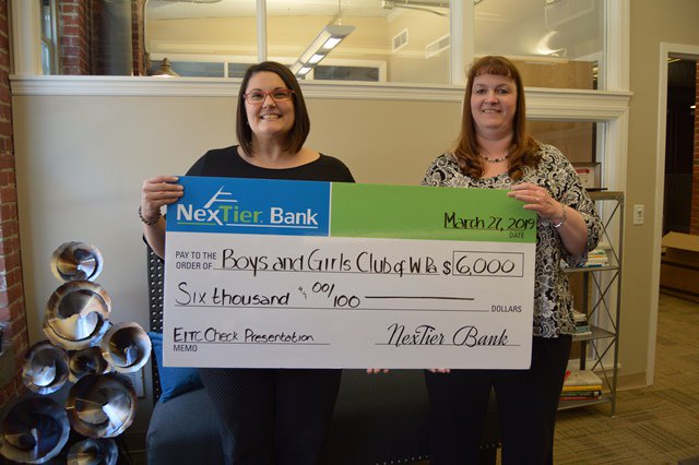 NexTier's tweet photo. On March 29th the #travelingcheck visited the Boys and Girls club of Western Pa. Their Mission is to inspire and enable all young people. https://t.co/3fiJV4hRtA Pictured: Dr. Lisa Abel-Palmieri, PhD, , Margie Kovach, NexTier Bank. #nextierbank #boysandgirlsclub #forthekids https://t.co/k5eltsgPDR