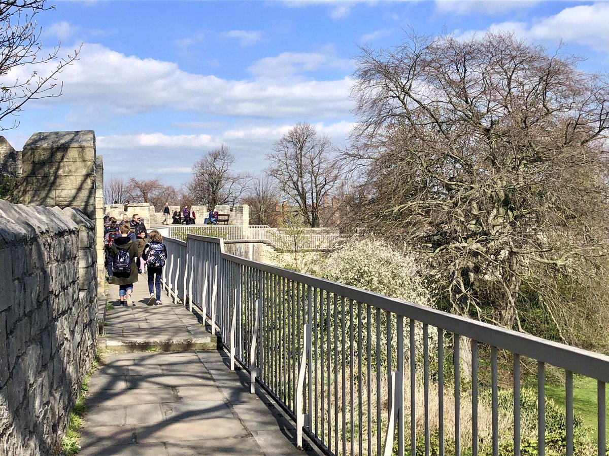 YorkLife1's tweet photo. A lovely afternoon in York, lunch followed by a walk on a favourite section of the walls @yorkwalls @VisitYork @York_Minster #daffodils #sun #York #citywalls #walk #yorkminster #views https://t.co/EfC2qP2jva