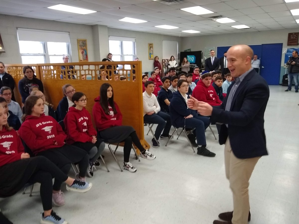 JFSSI's tweet photo. JFS was honored to host today the Honorable Congressman Mr. Max Rose @MaxRose4NY who represents the 11th district in NY (SI and Southern Brooklyn) in the US House of Representatives. Mr. Rose fielded questions from our students about Israel, antisemitism and the environment. https://t.co/WpjMBa3MVF