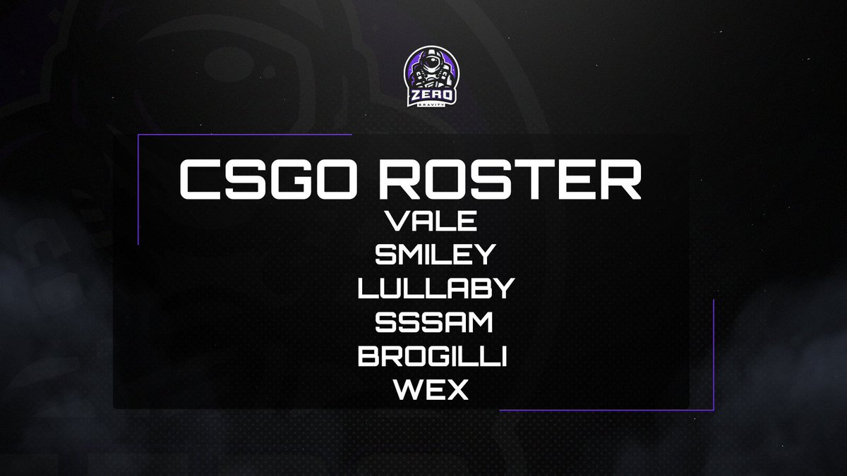 [#ZGCSGO]

We would like to announce we have picked up a new roster that will be representing us at <a href="/rflan/">Redflag Lanfest</a> and @CyberGamerAUS!

<a href="/ValeCSGO/">Vale</a> 
Smiley
Lullaby
Sssam
Brogilli
@TheOfficialWex 

We cannot wait to see them play under our banner starting this weekend!

#ZGUP | #ZGCSGO