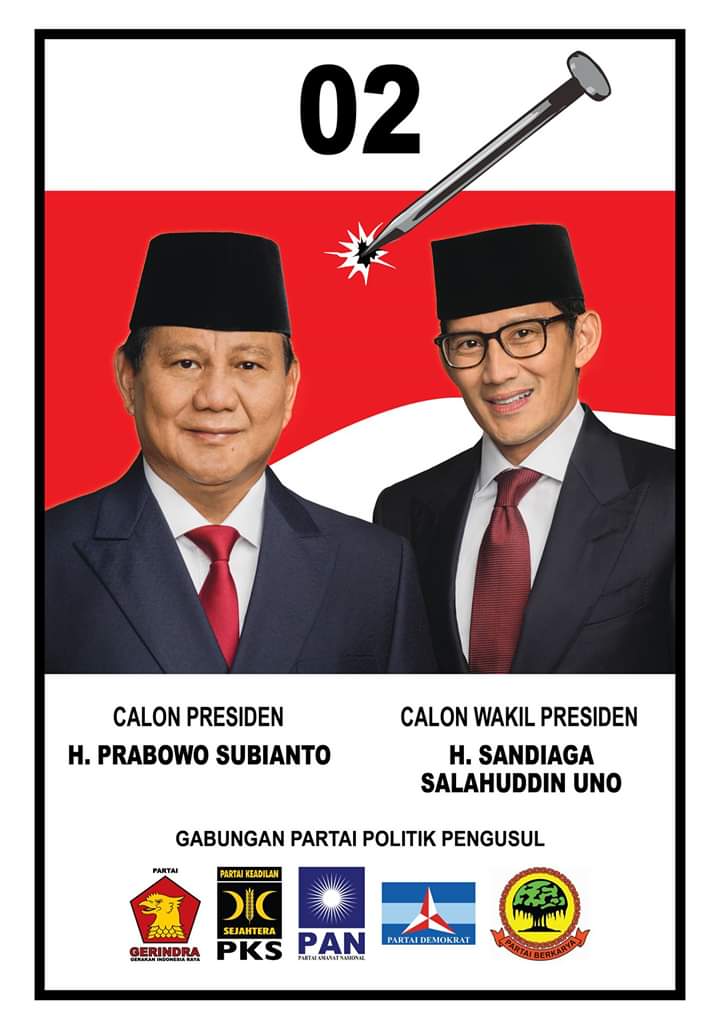 RadioMerahPutih's tweet photo. 17 April 2019 ke TPS : Tusuk Prabowo Sandi 👆 https://t.co/XCmyrJQKfI
