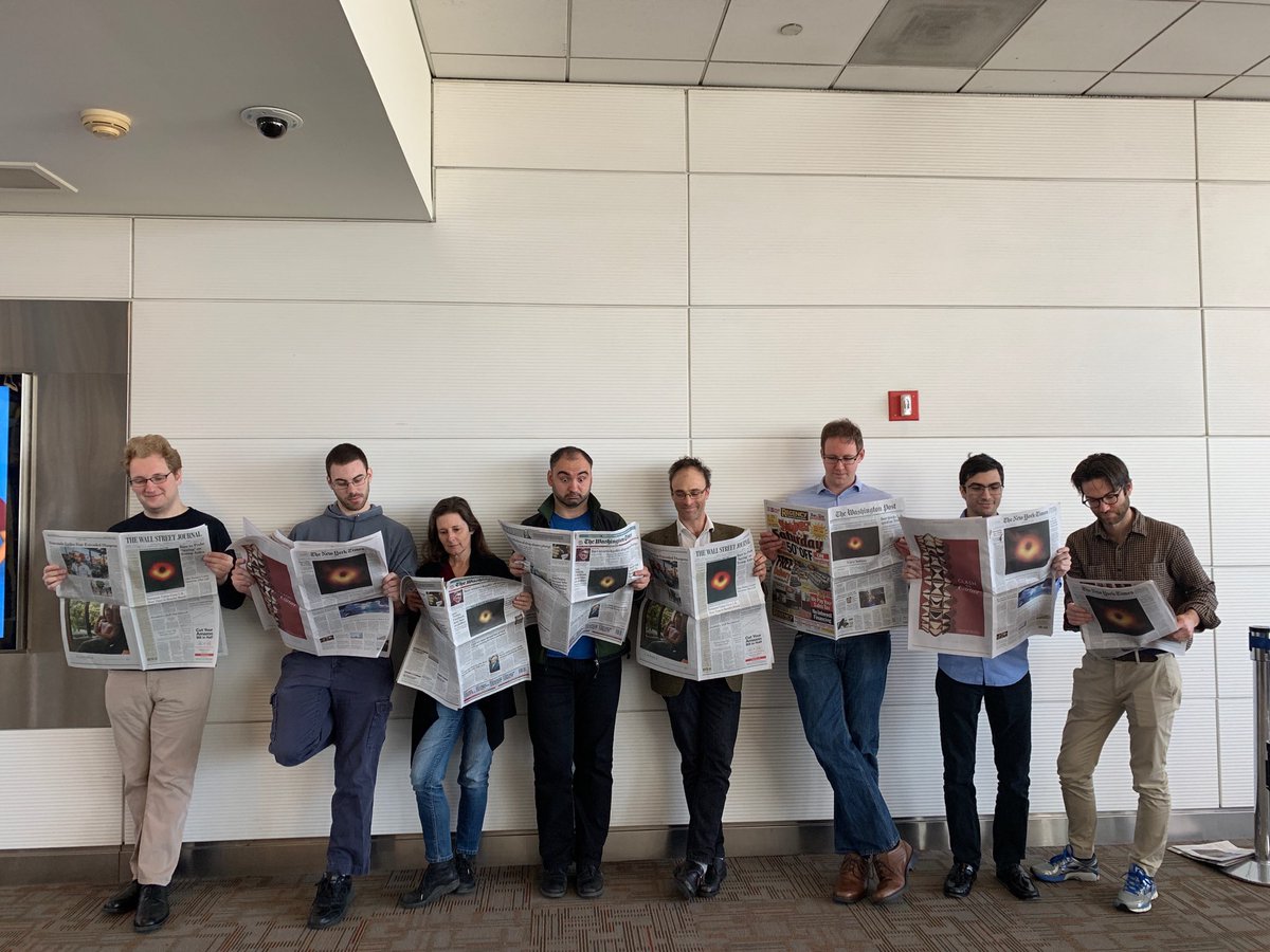Following their announcement yesterday, some of our #EHTBlackHole team is excited to browse the morning papers today.