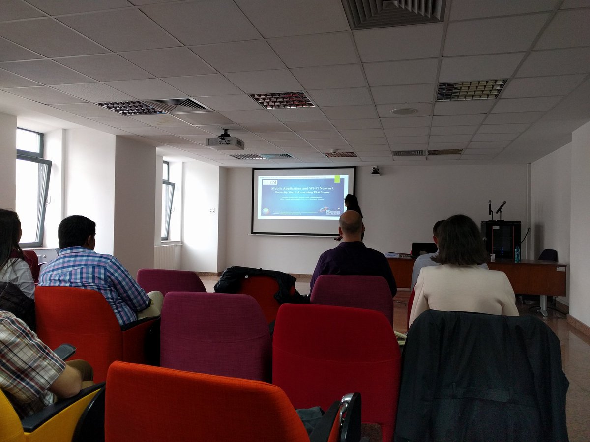 CristianaI14's tweet photo. #ELSE2019 conference! Great presentations on #elearning @beiaconsult attending with #Mobile_Application and #Wi_Fi_Network_Security for e-Learning Platforms and
Collaborative #Object_Recognition for #Parking_Management #ODSI #Virtuose @SealedGRIDH2020 @SafecareP #PARFAIT https://t.co/XFtD8fugtM