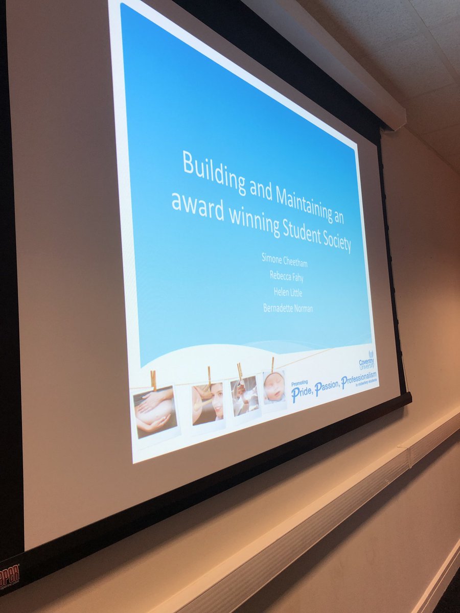 CovUniMidSoc's tweet photo. Very happy with the presentation we delivered today on building and maintaining an award winning midwifery society! Hoping we’ve inspired some people to start one in their own universities #FNAM2019 @CovUniMidwives 🤰🤱👩‍⚕️👨‍⚕️👶 https://t.co/YjsKn90VLB